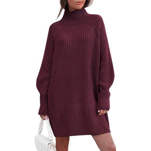 Sweater Dresses for Women Wine Red - Picture 1 of 6